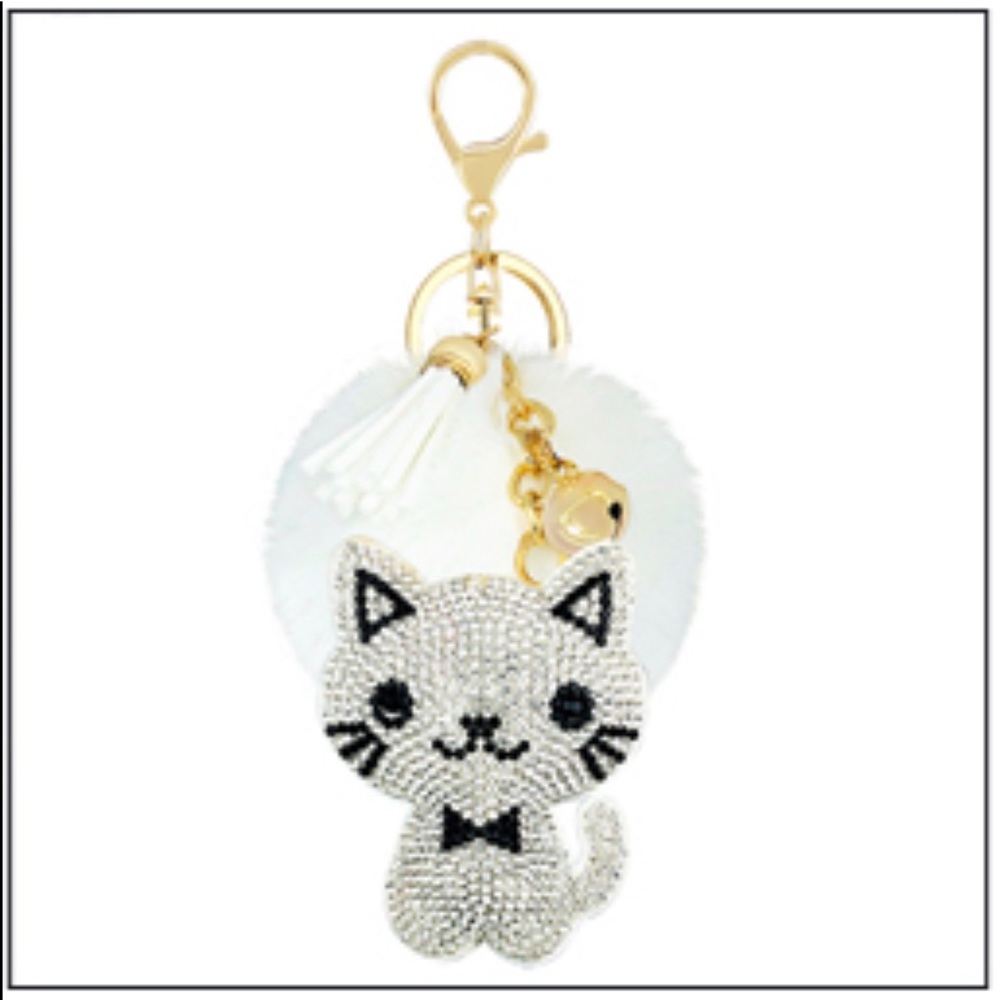 Cute Kitty Pom Key Chain/Charm